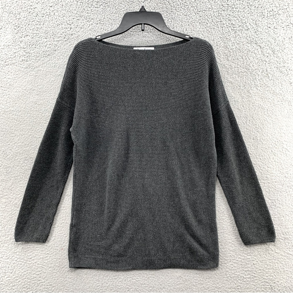 Tommy Bahama Tunic Sweater Women’s Size M Gray Boat Neck Ribbed Knit Top Stretch